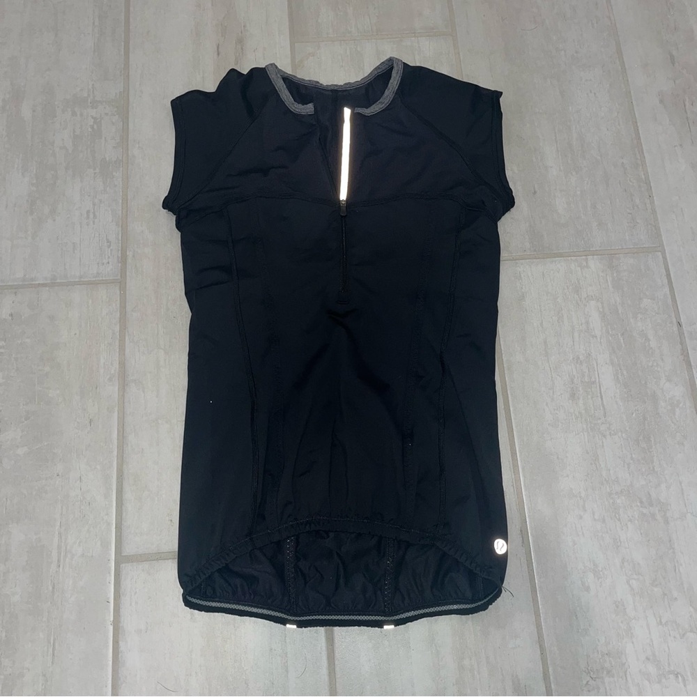 lululemon athletica Black Short Sleeve Zip Front Jersey